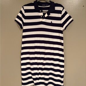Ralph Lauren Blue and White Buttoned Polo Dress